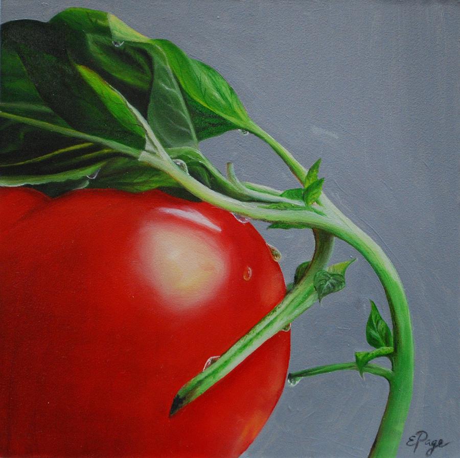 Tomato and Basil Painting by Emily Page