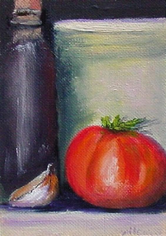 Tomato and Garlic Painting by Fred Wilson