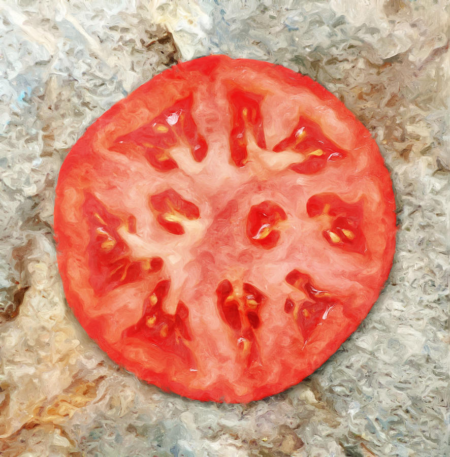 Tomato Delicious Slice of Fruit Painting by Tracie Schiebel