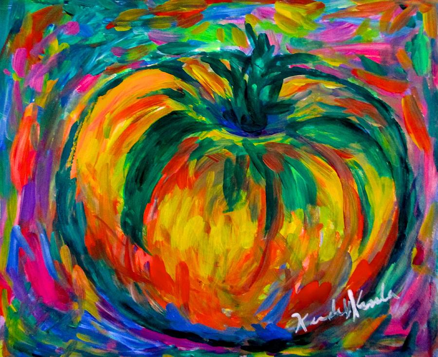 Tomato Spin Painting by Kendall Kessler