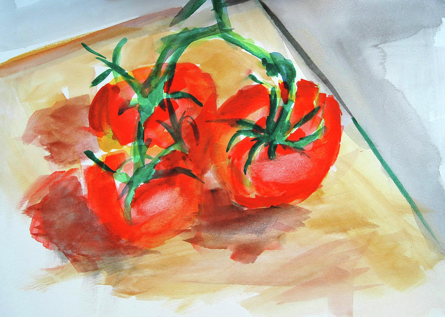Tomato Tangle watercolor Painting by Donna Crosby