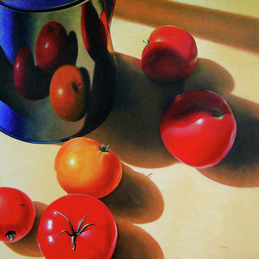 Tomatoes and Coffee Pot Painting by Timothy Jones