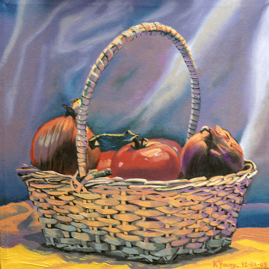 Tomatoes and Onions Painting by Kenneth Young
