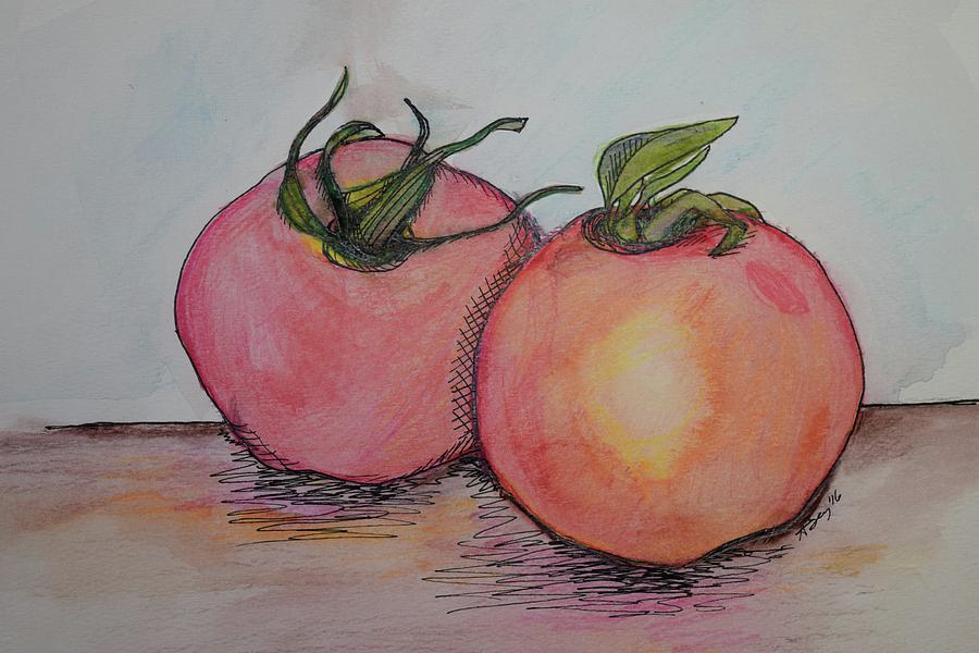 Tomatoes Painting by Anne Seay