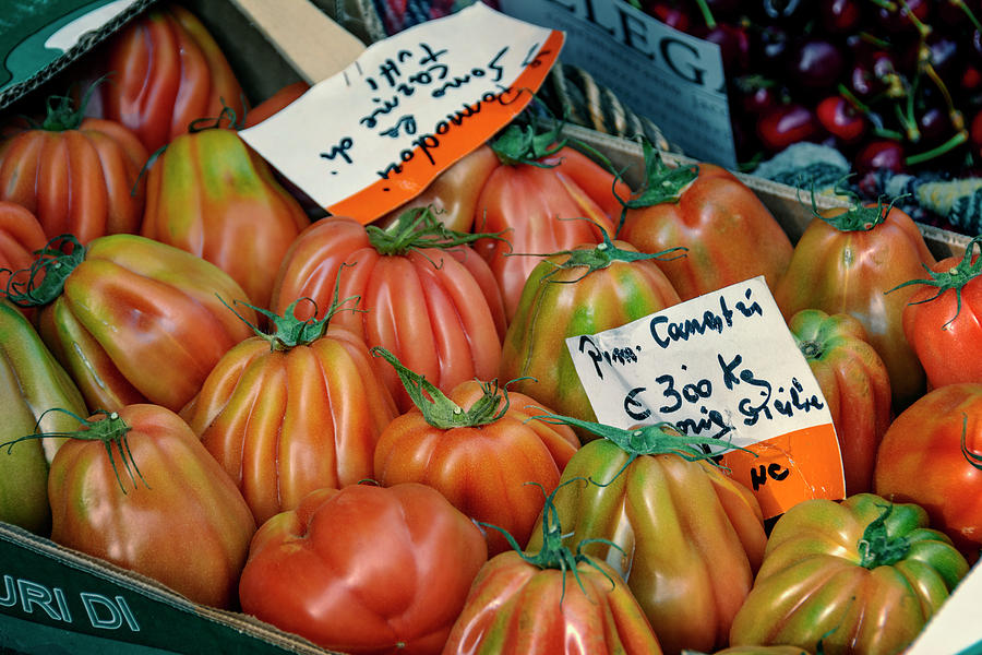 Tomatoes at Market Photograph by Joan Carroll