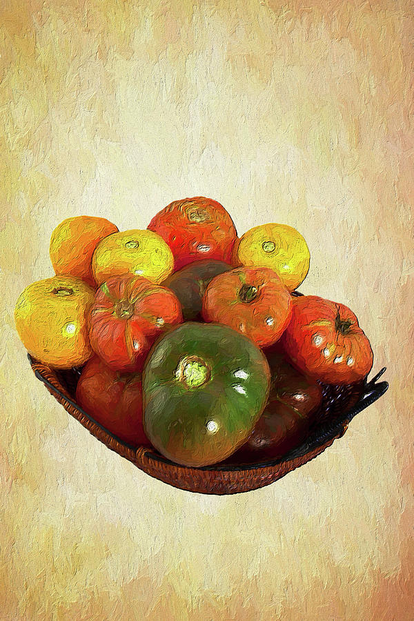 Tomatoes in a Basket Wide AP Painting by Dan Carmichael