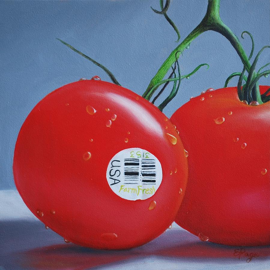 Tomatoes with Sticker Painting by Emily Page