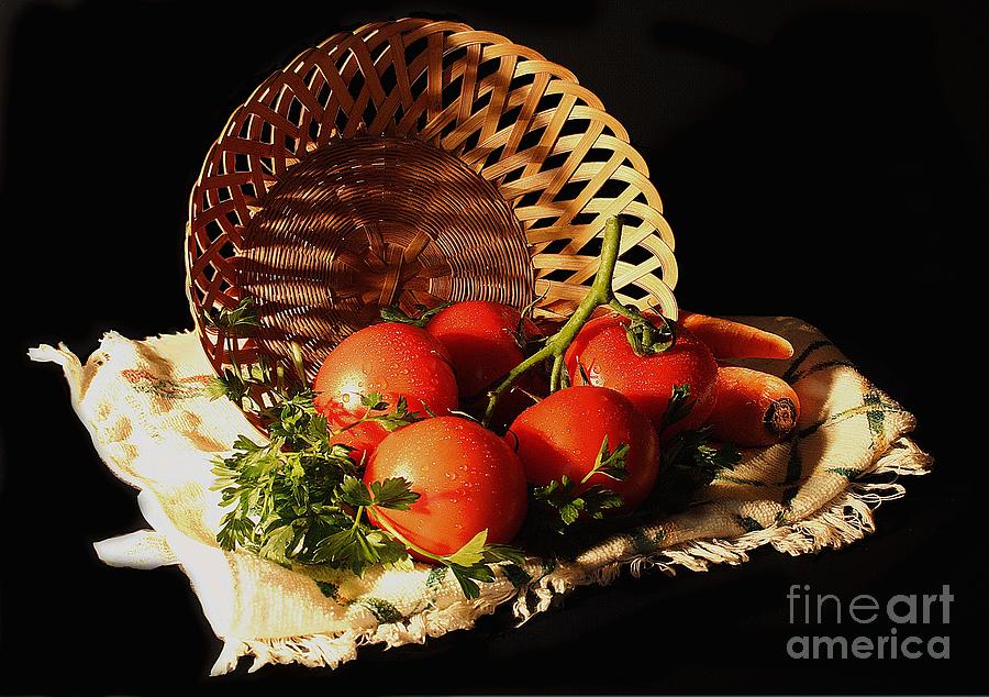 Tomatos. Out of Basket. Photograph by Viktor Savchenko