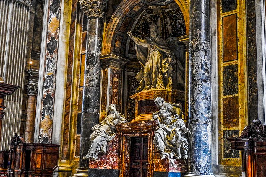 Tomb of Pope Benedict XIV in St Peters Basilica Photograph by Marilyn Burton