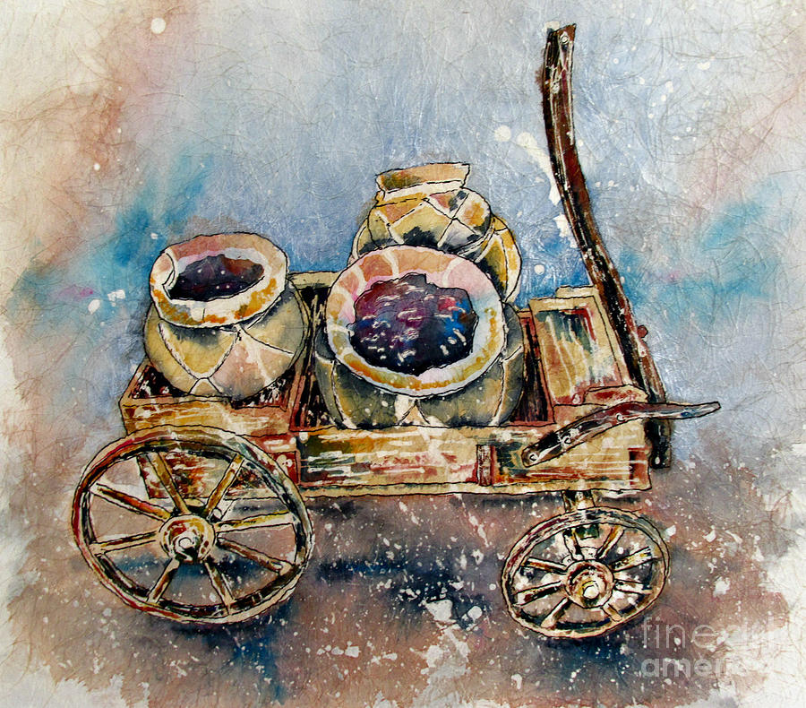 Tombstone Cart _  ORIGINAL FOR SALE Painting by Janet Cruickshank