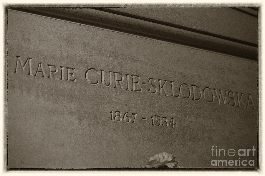 Tombstone of Marie Curie in Black and White Photograph by Patricia Hofmeester