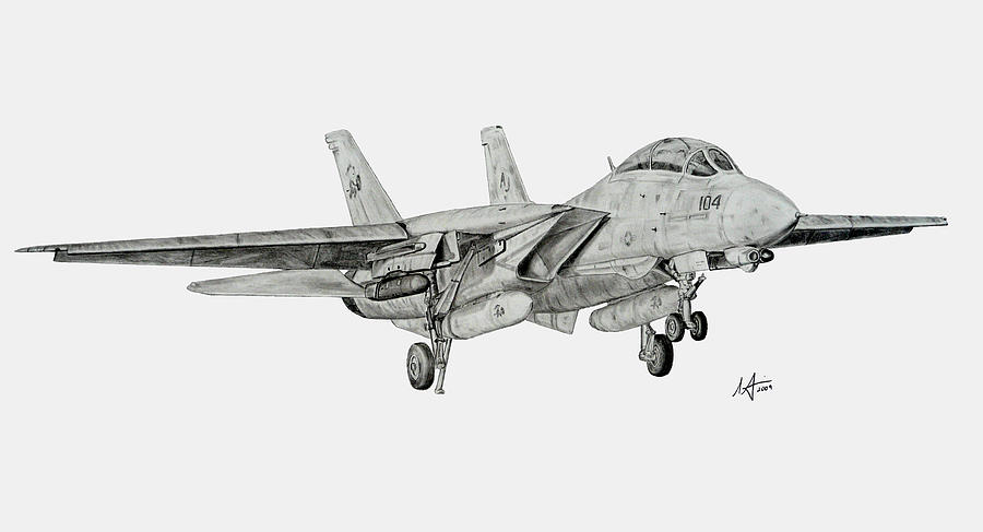 Jet Drawing - Tomcat Almost Home by Nicholas Linehan