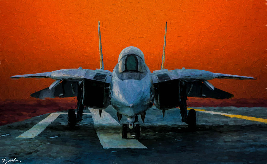 Tomcat on the Ramp - Oil Digital Art by Tommy Anderson