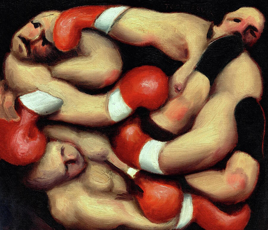 Tommervik Boxers Brawling Boxing Art Print Painting by Tommervik