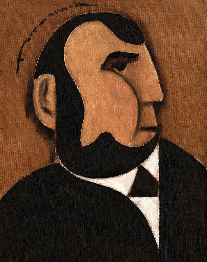 Cubist Abraham Lincoln Art Print Painting by Tommervik