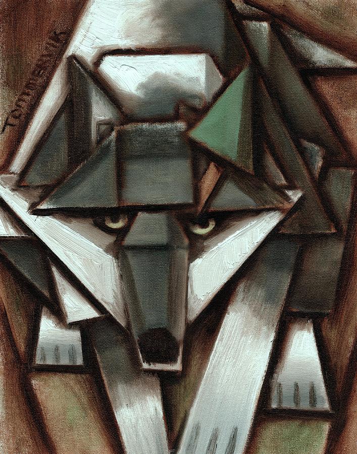 Abstract Gray Wolf Painting Painting by Tommervik