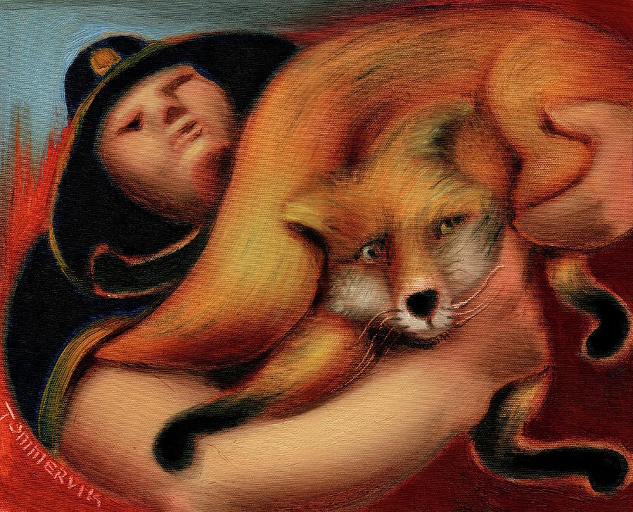 Fire Painting - Tommervik Park Ranger Rescuing Fox Art Print by Tommervik Fire Painting - Tommervik Park Ranger Rescuing Fox Art Print by Tommervik