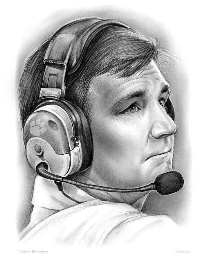 Tommy Bowden Drawing by Greg Joens