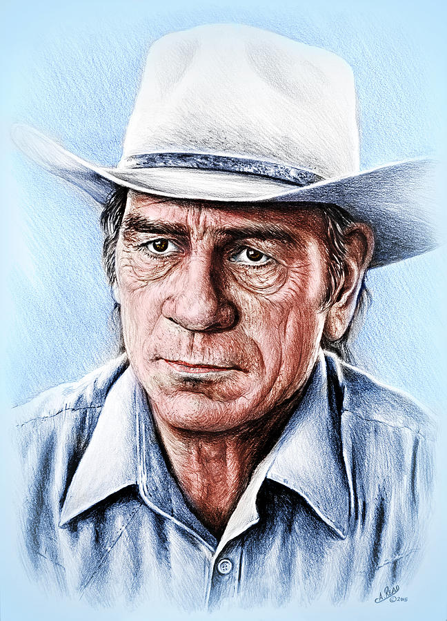 Tommy Lee Jones colour ver Drawing by Andrew Read