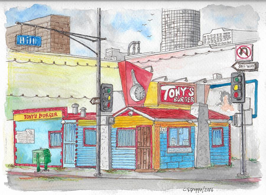 Tony Burger, Downtown Los Angeles, California Painting by Carlos G Groppa