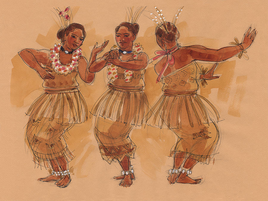 Tonga Dance from Niuafoou Painting by Judith Kunzle
