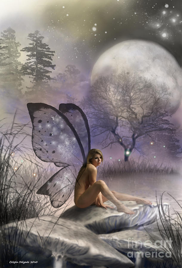 Fairy Digital Art - Tonight She Waits by Crispin  Delgado