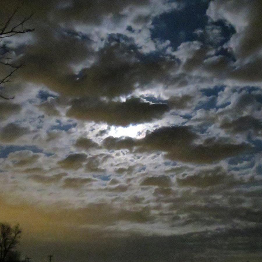 Night Photograph - Tonights Moon Feat. Clouds #lansing by Connor Shutes