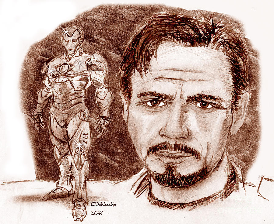 Ironman Drawing by Chris DelVecchio