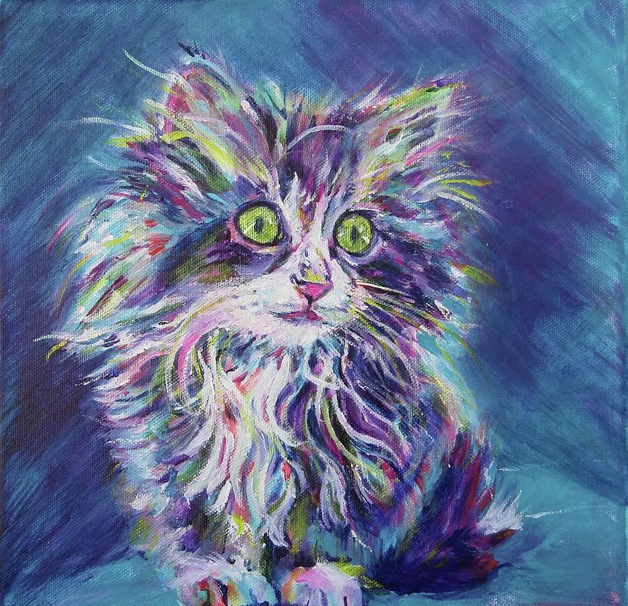 Too cute kitten Painting by Karin McCombe Jones