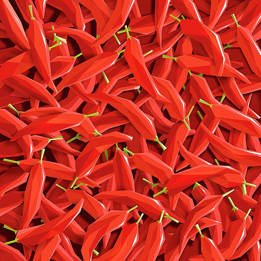 Pattern Digital Art - Too many chillies by Yetiland