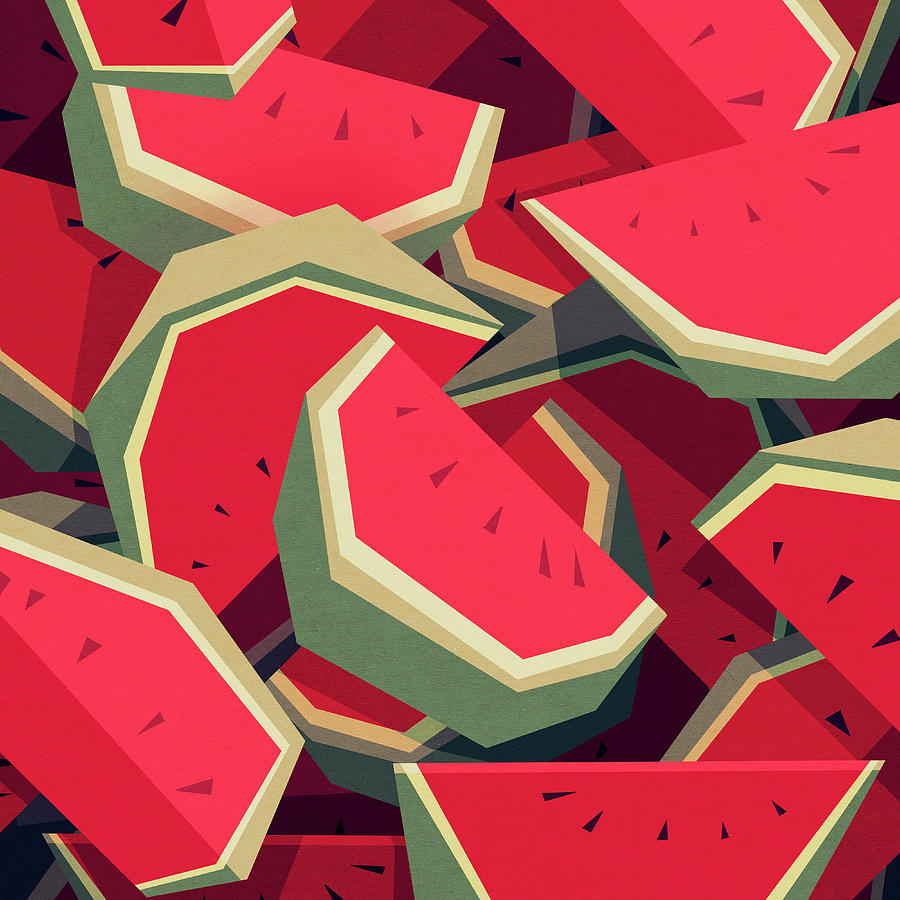 Watermelon Digital Art - Too many watermelons by Yetiland