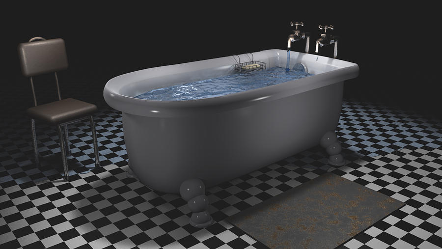 Overflowing bathtub Bain qui deborde Digital Art by Fafard