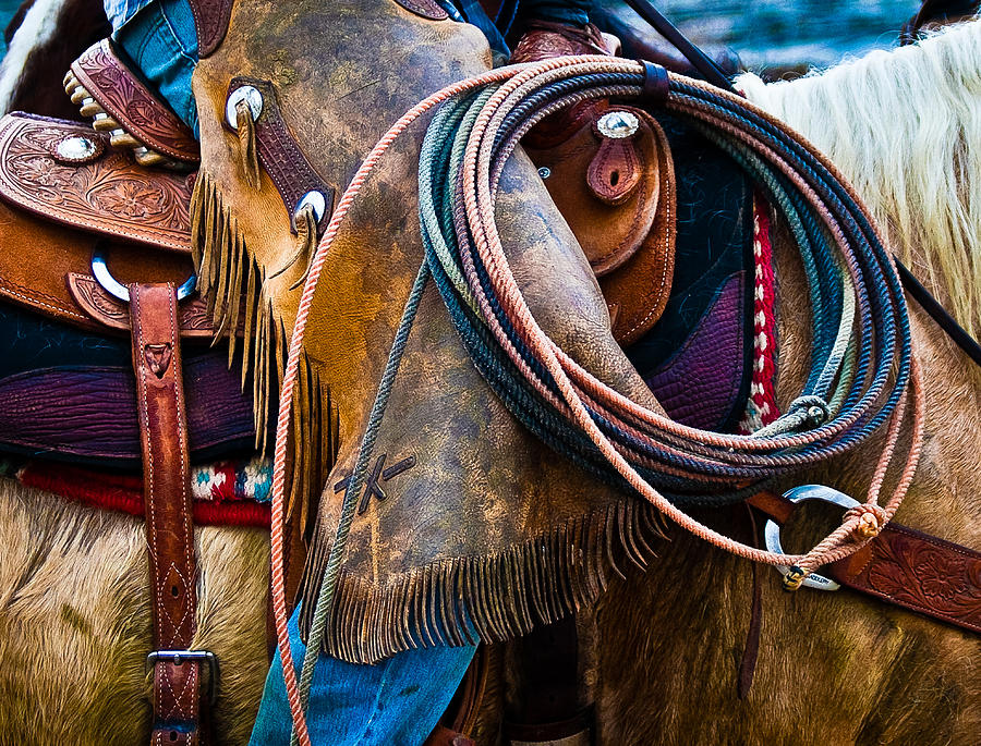 Tools of the Trade - Cowboy Saddle Closeup - Casper Wyoming Photograph by Diane Mintle