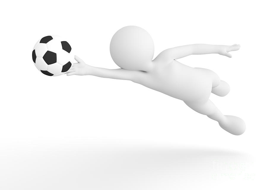 Football Photograph - Toon man soccer goalkeeper saving the ball from goal. Football concept. by Michal Bednarek