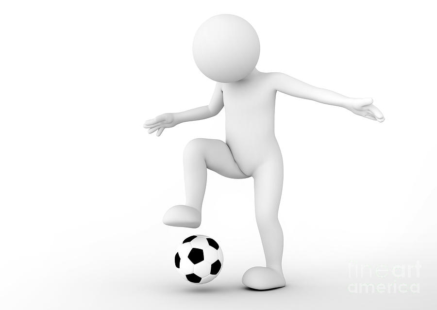 Football Photograph - Toon man soccer player dribbling the ball. Football concept by Michal Bednarek