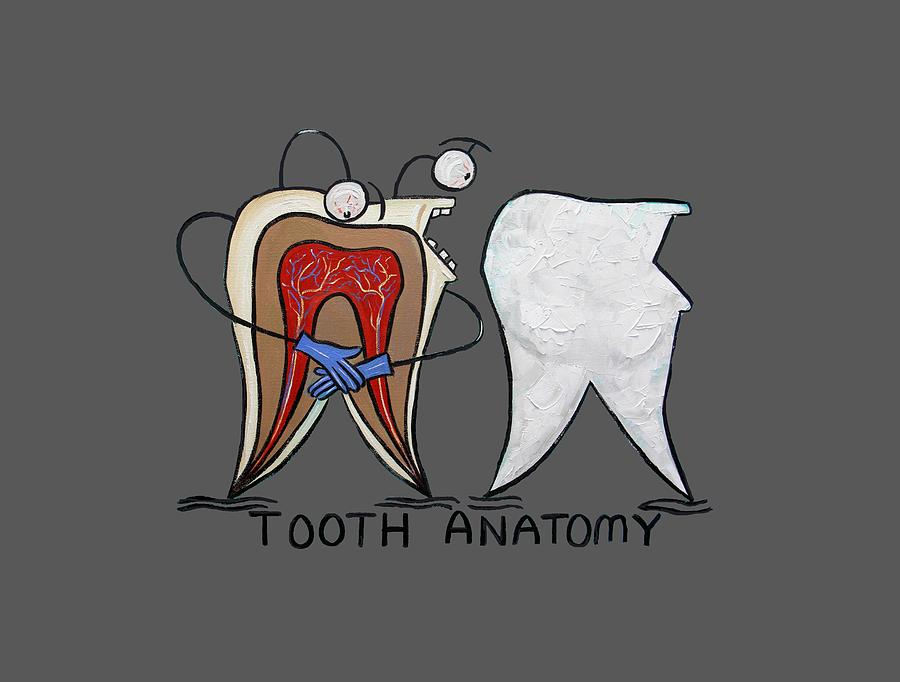 Tooth Anatomy T-Shirt Painting by Anthony Falbo