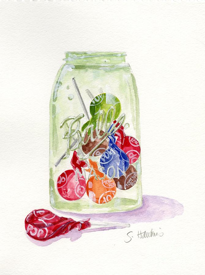 Candy Painting - Tootsie Pop Jar by Sheryl Heatherly Hawkins
