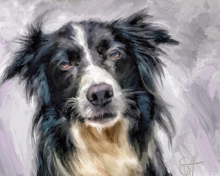 Border Collie Digital Art - Top Dog by Scott Waters Border Collie Digital Art - Top Dog by Scott Waters