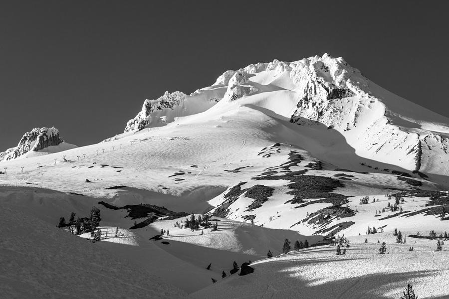 Top of MT Hood in Black and White  Photograph by John McGraw