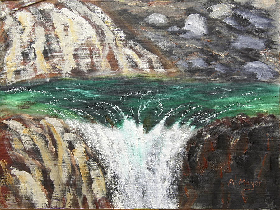 Top of the Falls Painting by Alan Mager