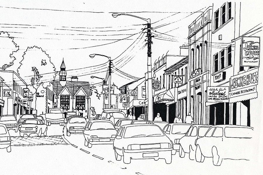 Top of the Main St, Bray Drawing by Val Byrne