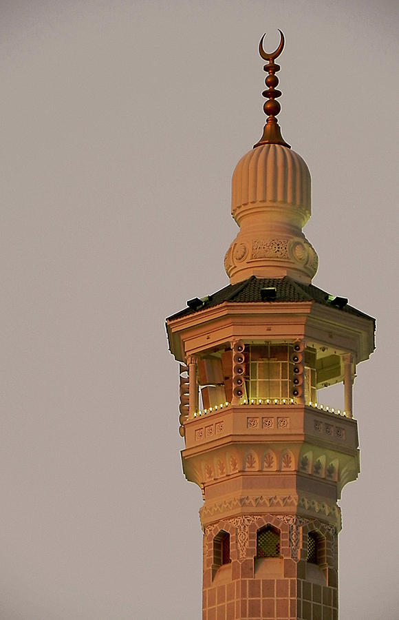 Top of the minaret of the Grand Mosque in Makkah Photograph by Ehab Ghobara