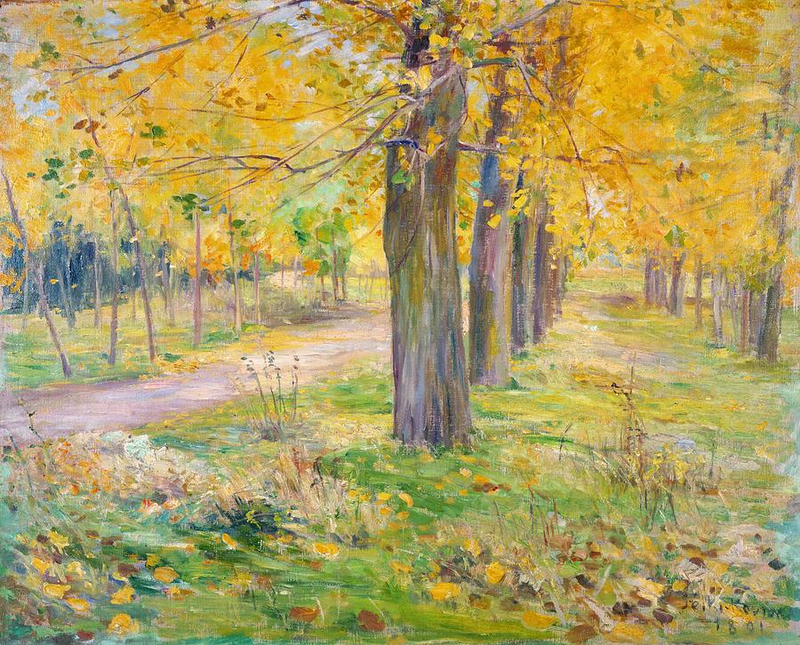 Landscape Painting - Top Quality Art - Poplar Yellow Leaves by Kuroda Seiki