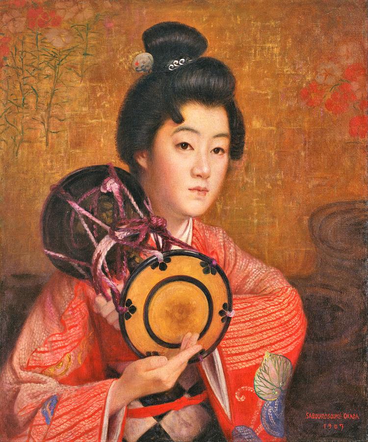 Portrait Painting - Top Quality Art - Portrait of a Lady by Okada Saburosuke