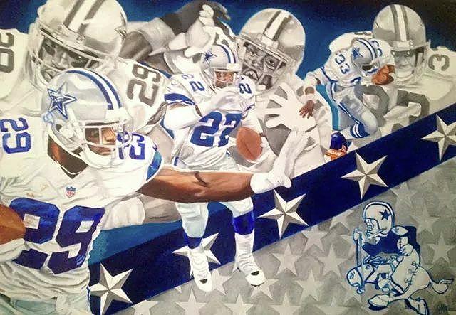 Top Rushers Dallas Cowboys Painting by Jason Turner