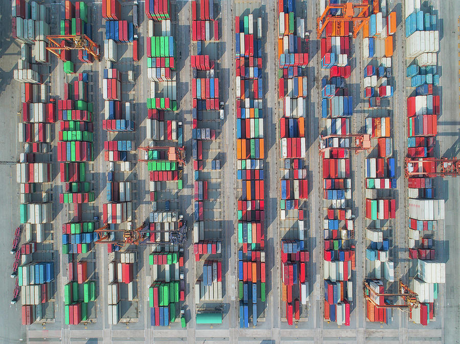 Top view for container stack Photograph by Anek Suwannaphoom