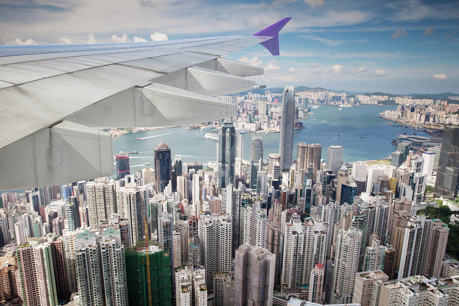 Top view of Hong kong city from airplane Photograph by Anek Suwannaphoom