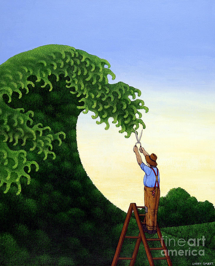 Garden Painting - Topiary Wave by Larry Smart