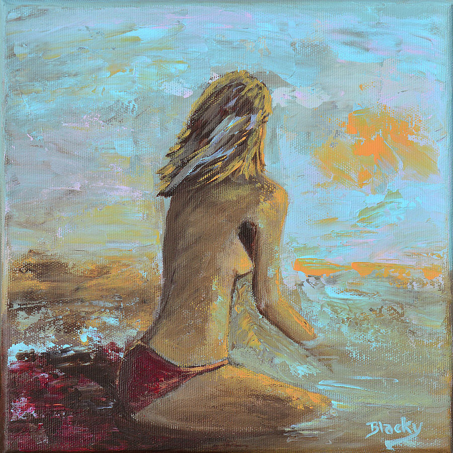 Topless Beach Painting by Donna Blackhall