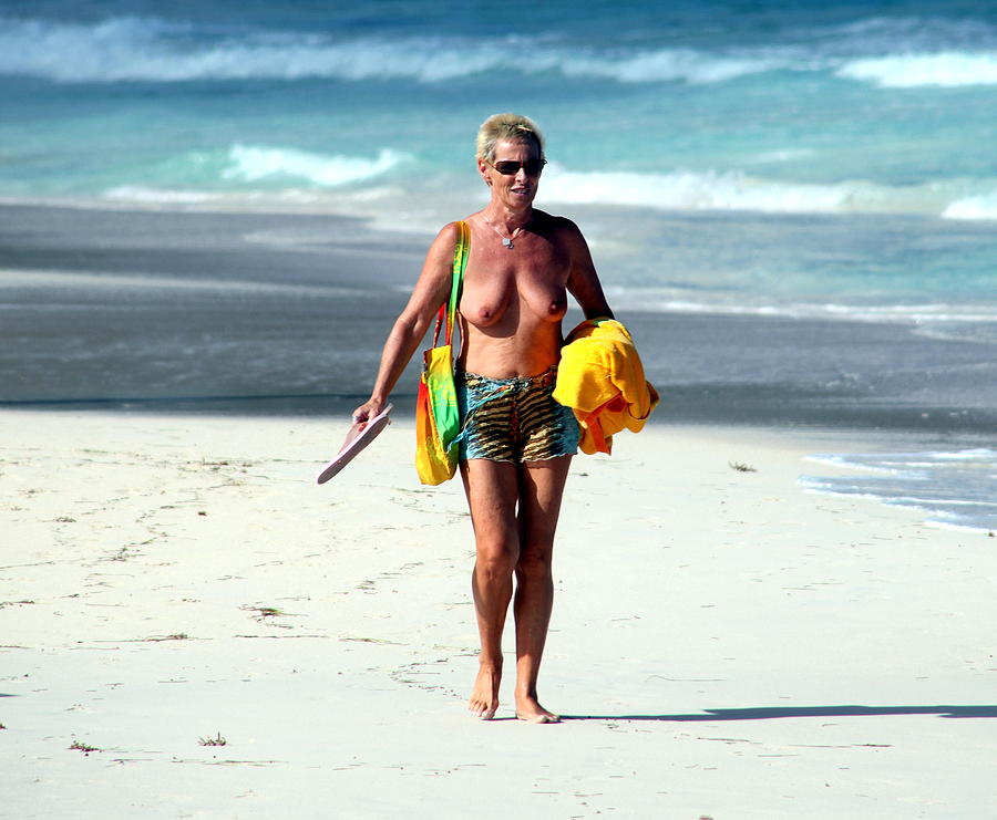 Walking Topless Beach